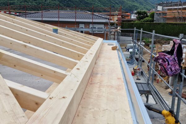 cantiere moleno svizzera carpenteria travi legno tetto fianco